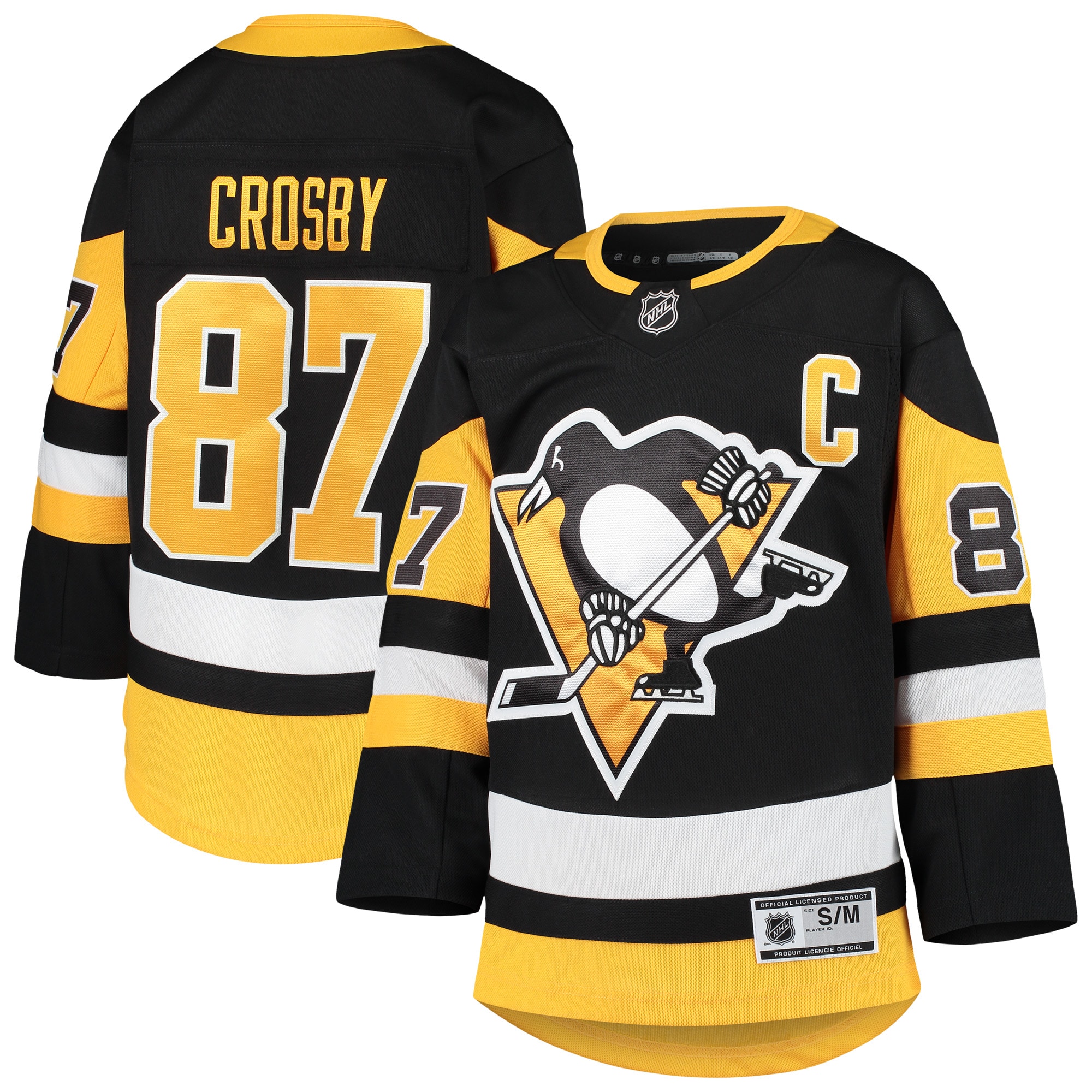 Youth Pittsburgh Penguins Sidney Crosby Black Premier Player Jersey - JS864 