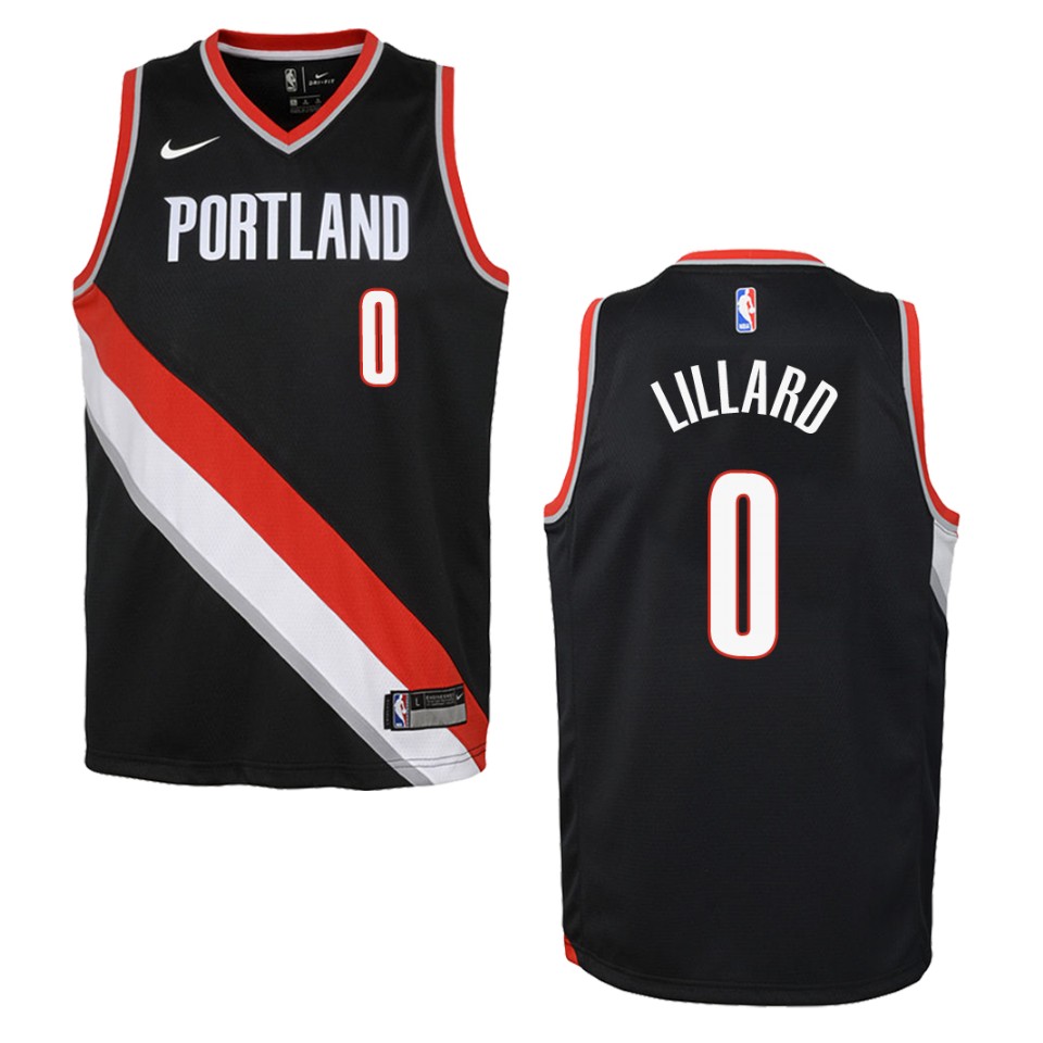 Youth Portland Trail Blazers #0 Damian Lillard Icon Swingman Jersey - Black
