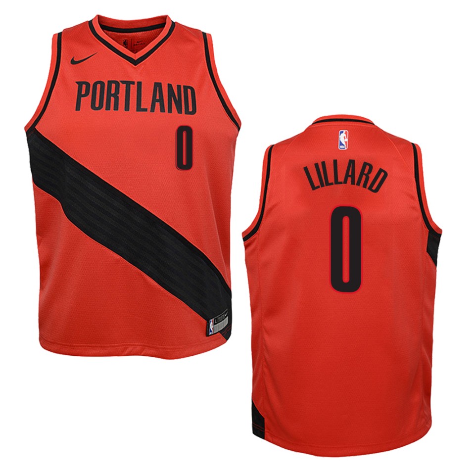 Youth Portland Trail Blazers #0 Damian Lillard Statement Swingman Jersey - Red