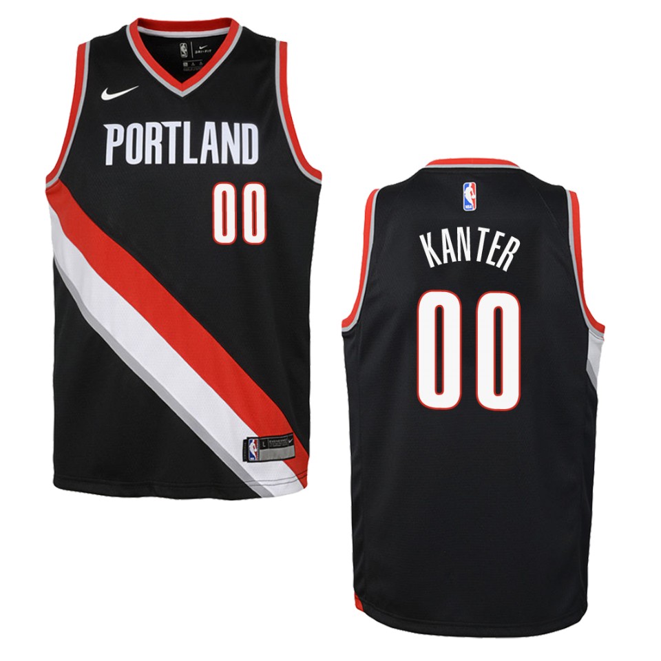 Youth Portland Trail Blazers #00 Enes Kanter Icon Swingman Jersey - Black
