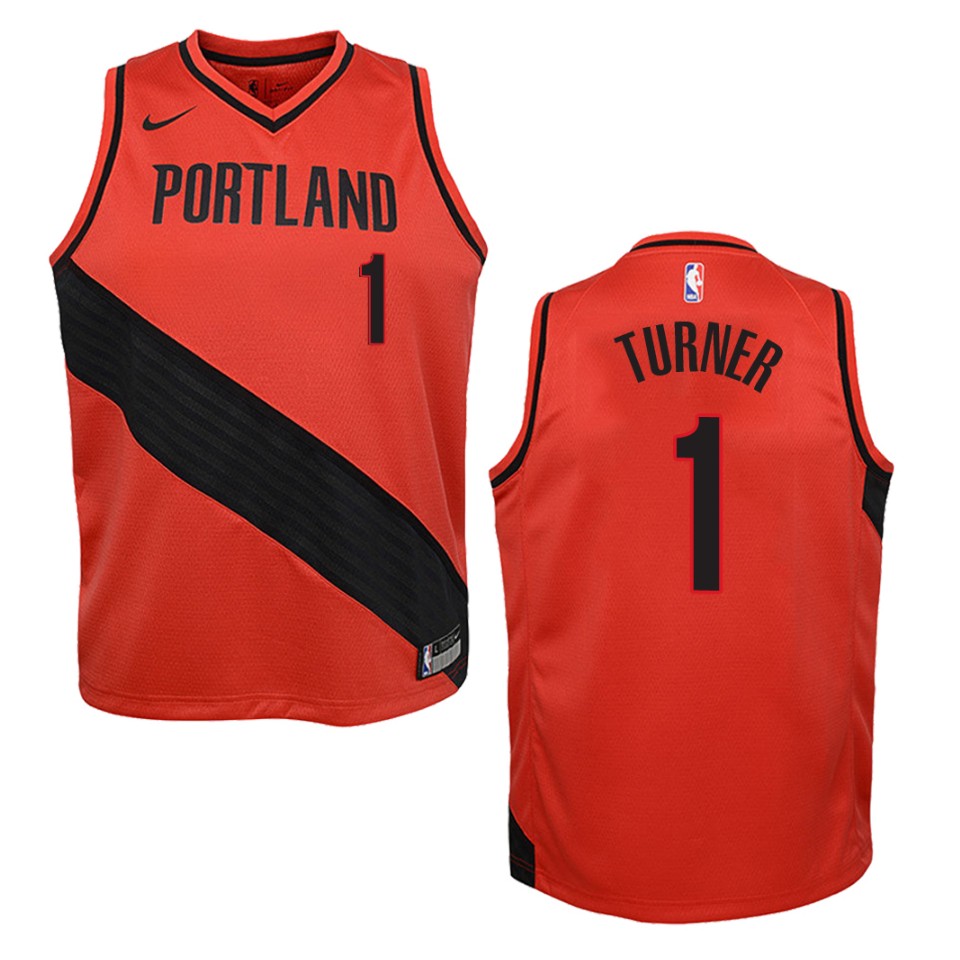 Youth Portland Trail Blazers #1 Evan Turner Statement Swingman Jersey - Red