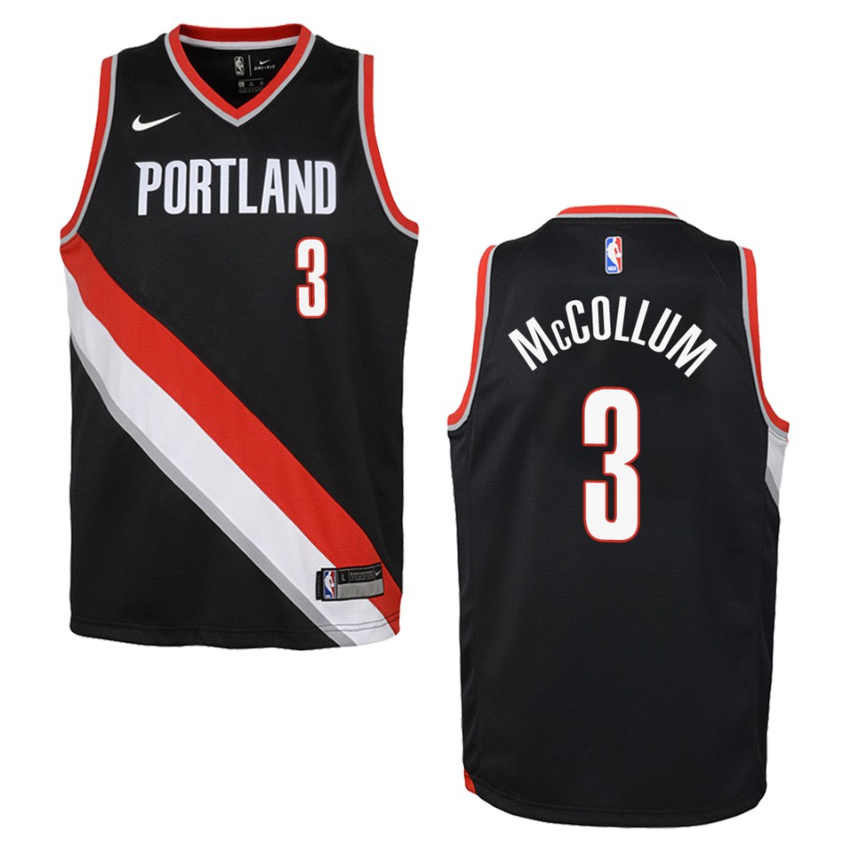 Youth Portland Trail Blazers #3 C.j. Mccollum Icon Swingman Jersey - Black