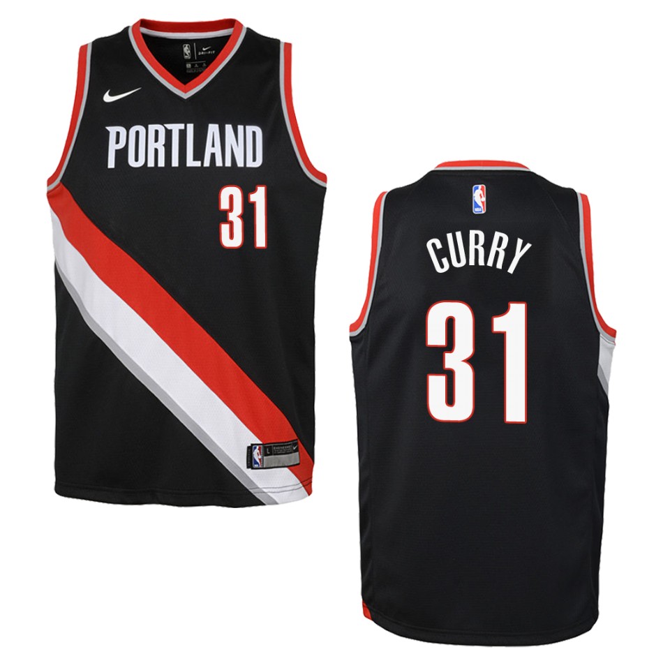 Youth Portland Trail Blazers #31 Seth Curry Icon Swingman Jersey - Black