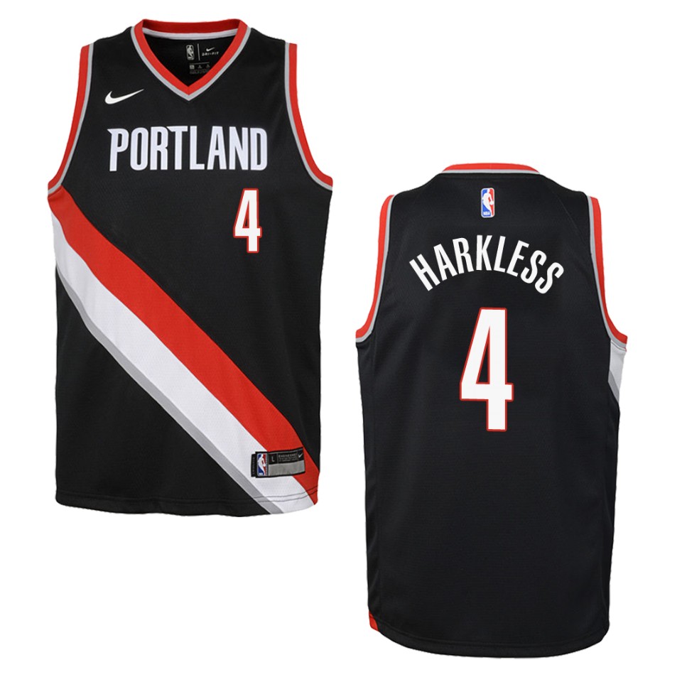 Youth Portland Trail Blazers #4 Maurice Harkless Icon Swingman Jersey - Black
