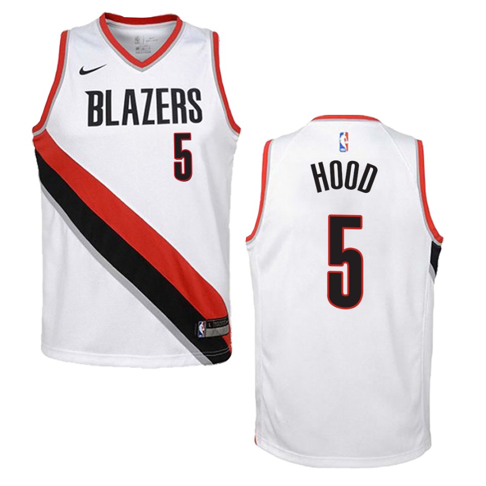 Youth Portland Trail Blazers #5 Rodney Hood Association Swingman Jersey - White