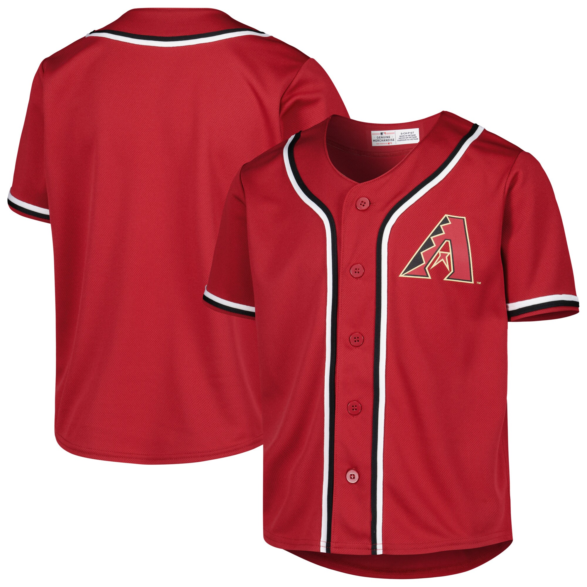 Alternative view of Youth Red Arizona Diamondbacks Full-button Replica Jersey