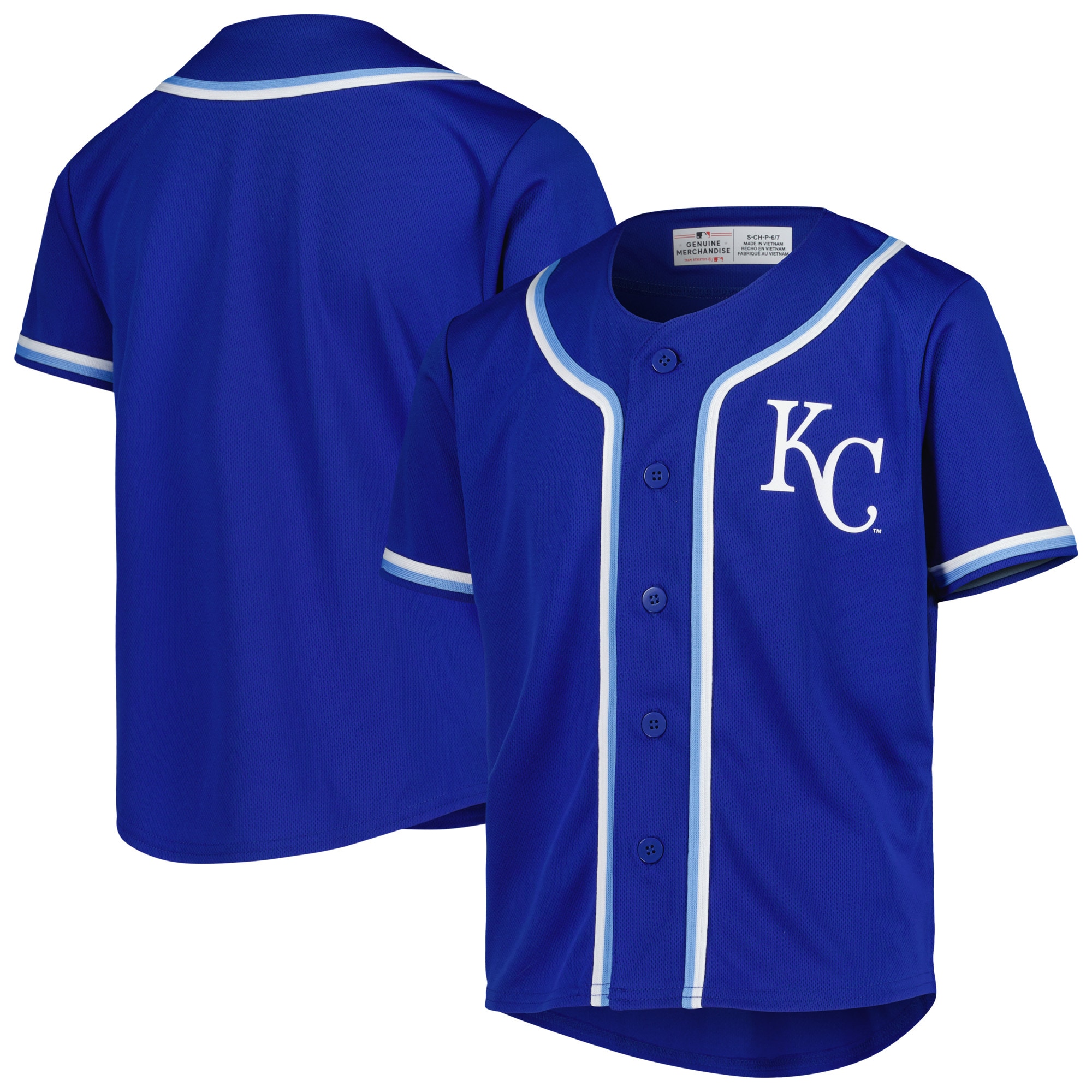 Youth Royal Kansas City Royals Full-button Replica Jersey