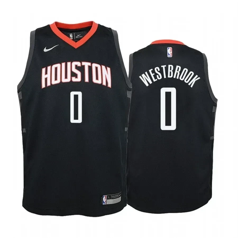 Youth Russell Westbrook Houston Rockets Black Statet Jersey - JS392 