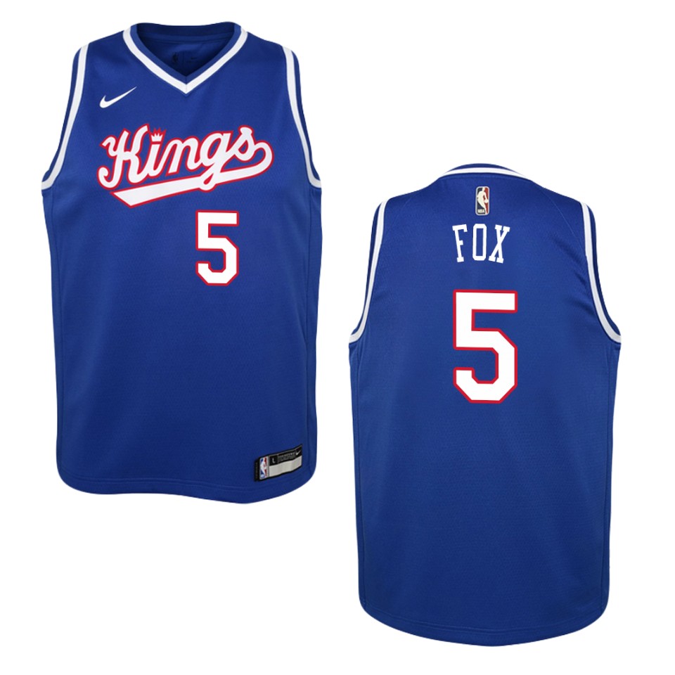 Youth Sacramento Kings #5 De'aaron Fox Hardwood Classics Swingman Jersey - Royal