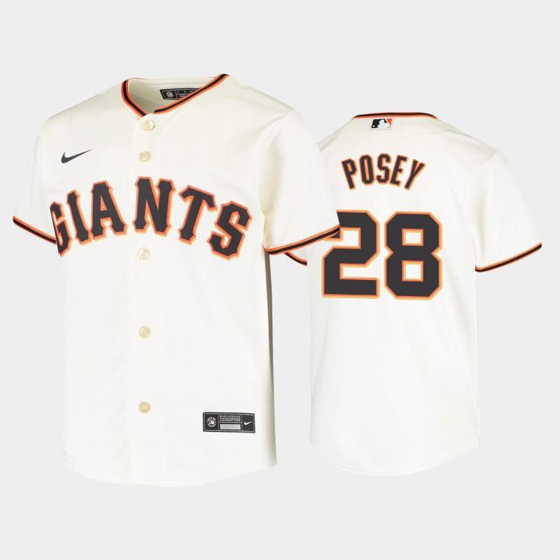 Youth San Francisco Giants 28 Buster Posey Cream Home Jersey Jersey 