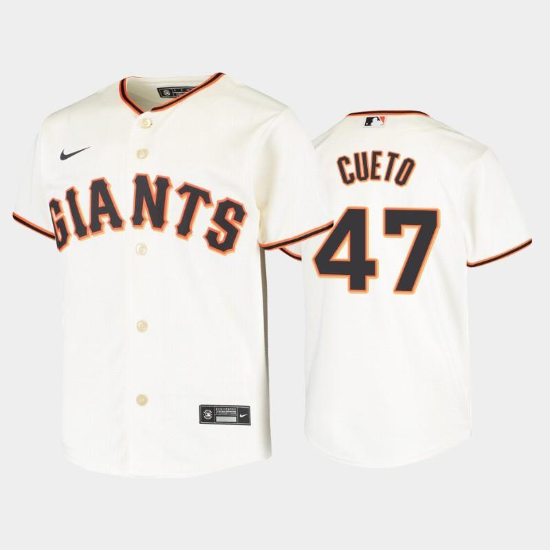 Youth San Francisco Giants 47 Johnny Cueto Cream Home Jersey Jersey 