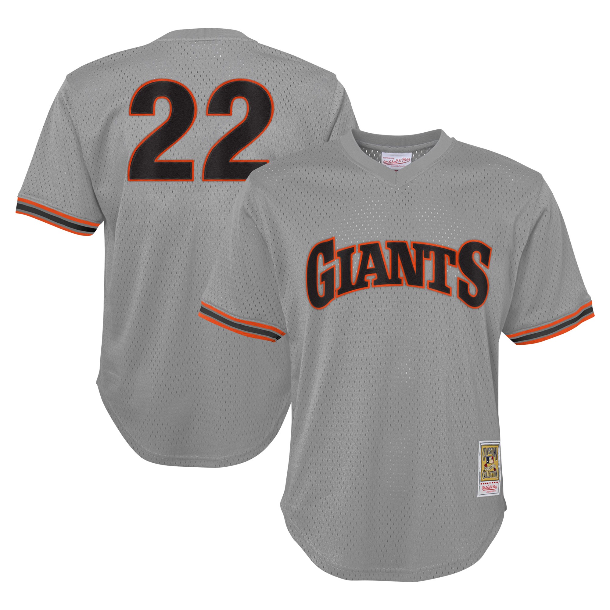 Youth San Francisco Giants Will Clark Mitchell & Ness Gray Cooperstown Collection Mesh Batting Practice Jersey 