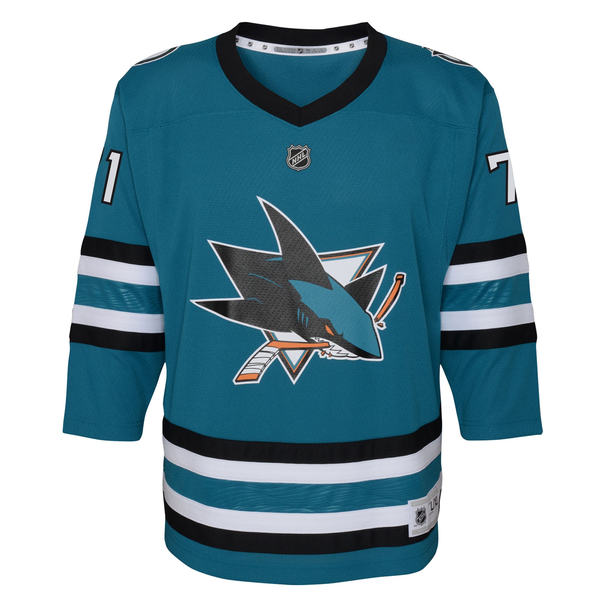 Alternative view of Youth San Jose Sharks Macklin Celebrini Teal Alternate Player Jersey - JS992 