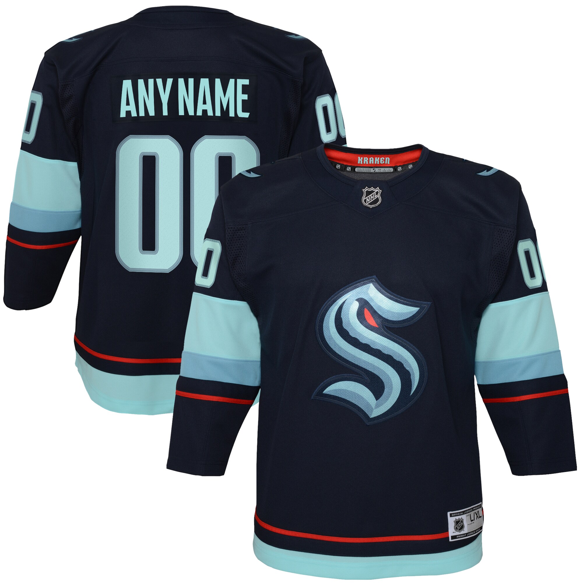 Youth Seattle Kraken Navy Home Premier Custom Jersey - JS328 