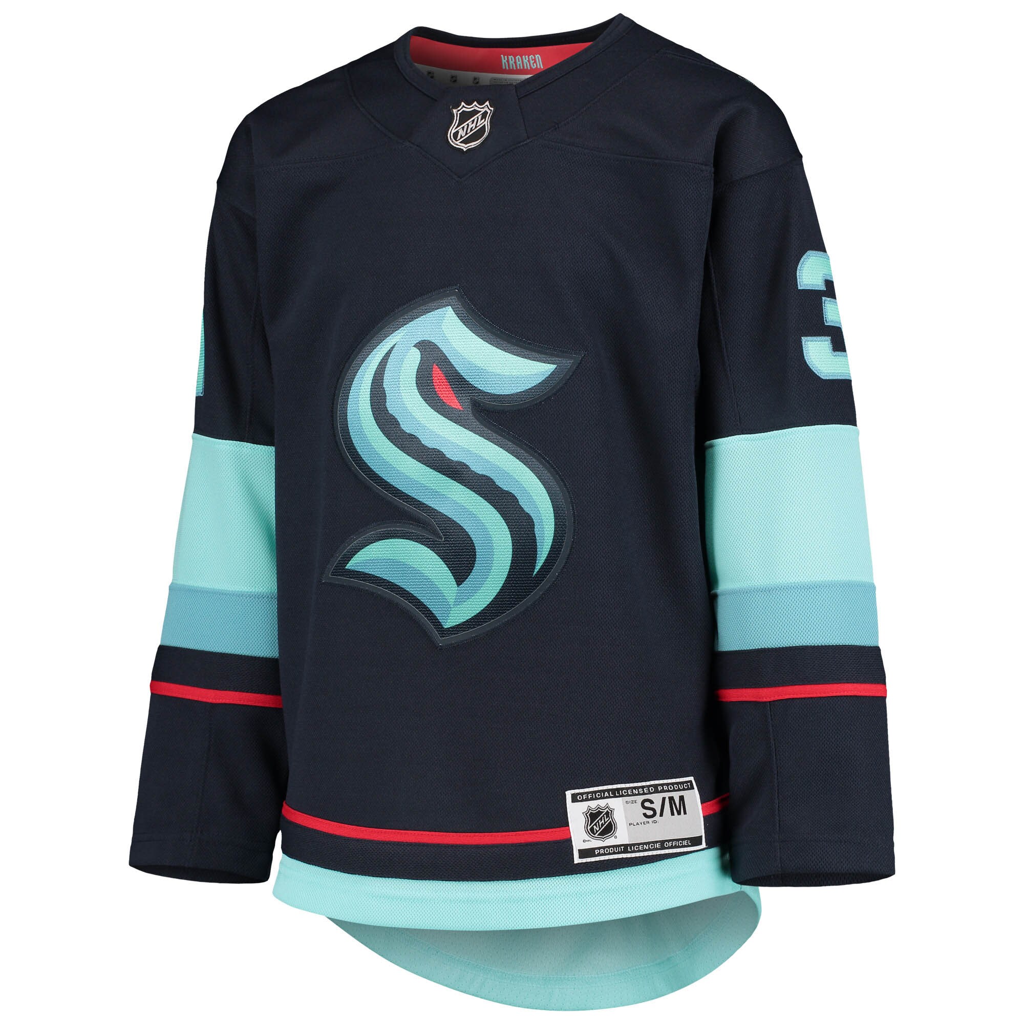 Alternative view of Youth Seattle Kraken Philipp Grubauer Deep Sea Blue Home Premier Player Jersey - JS785 