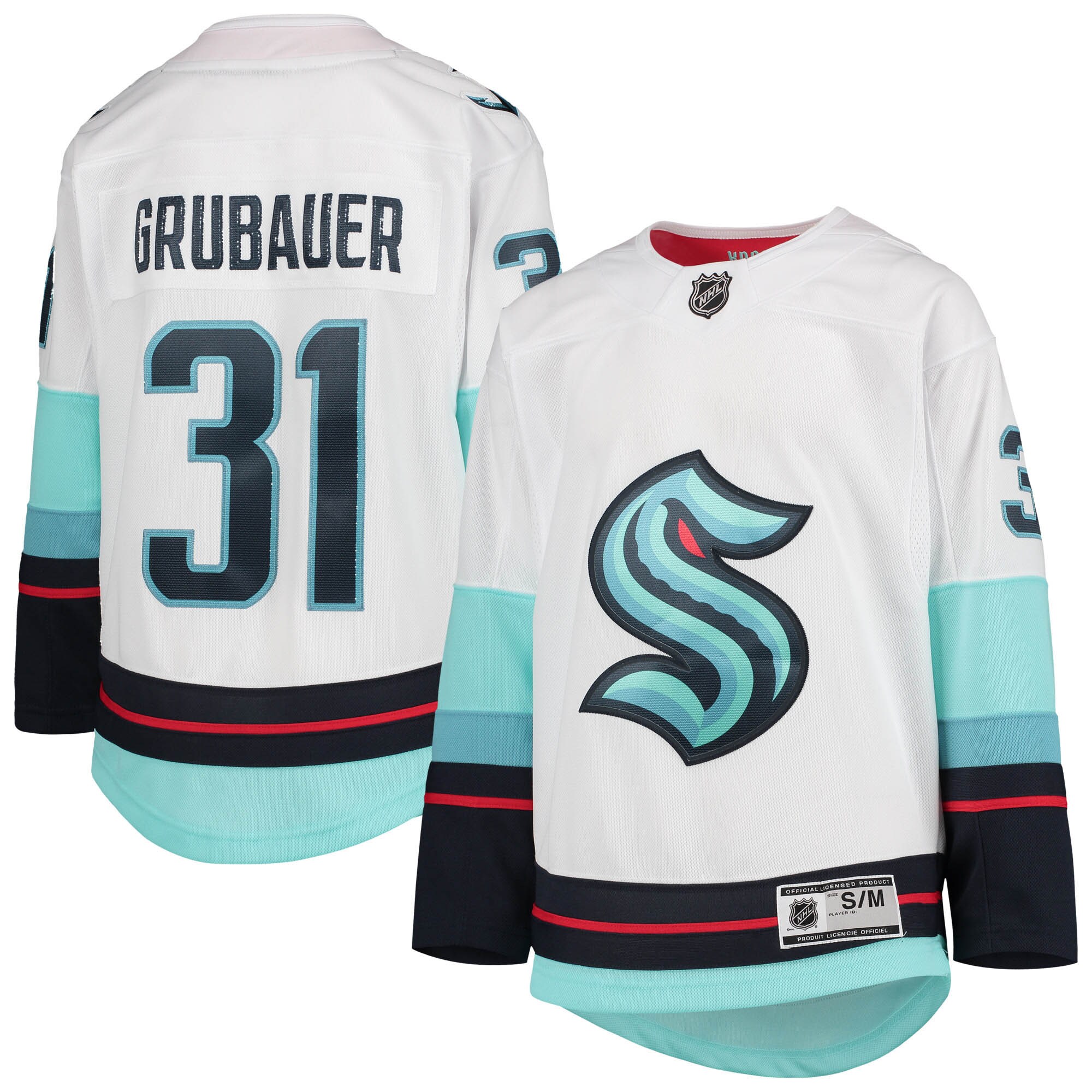 Youth Seattle Kraken Philipp Grubauer White Away Premier Player Jersey - JS927 