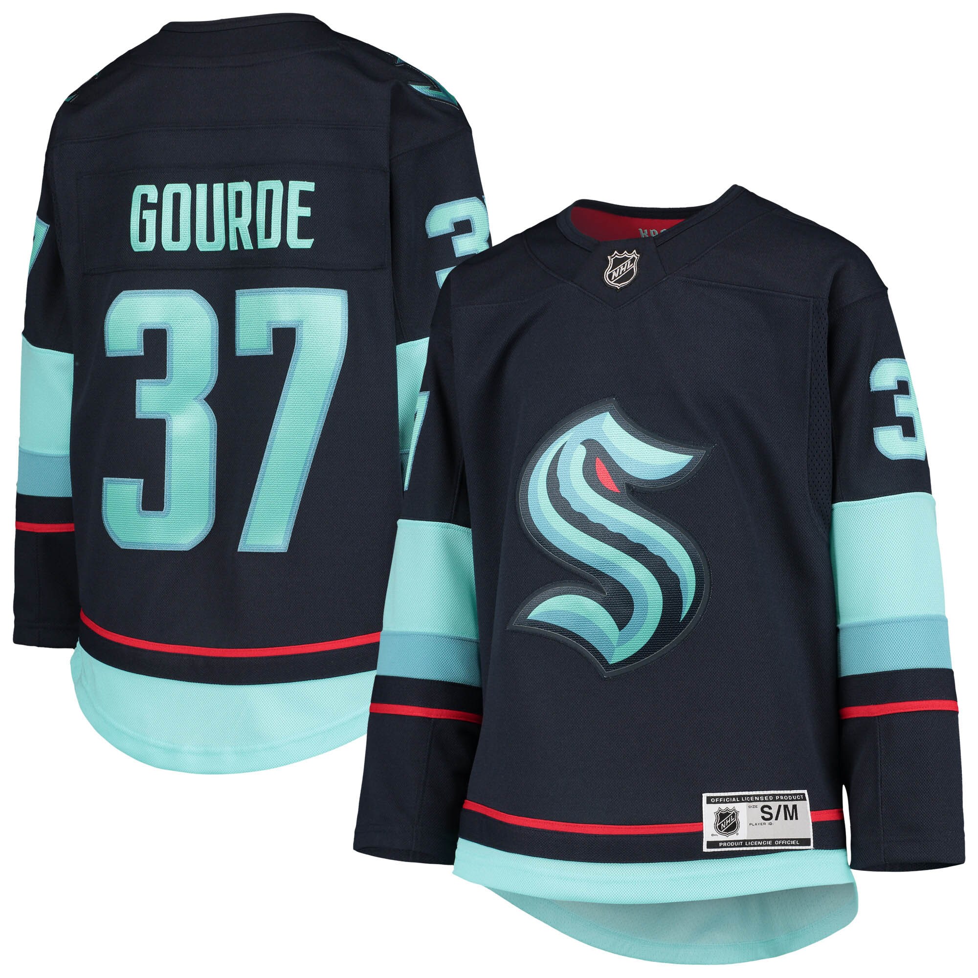 Youth Seattle Kraken Yanni Gourde Deep Sea Blue Home Premier Player Jersey - JS116 