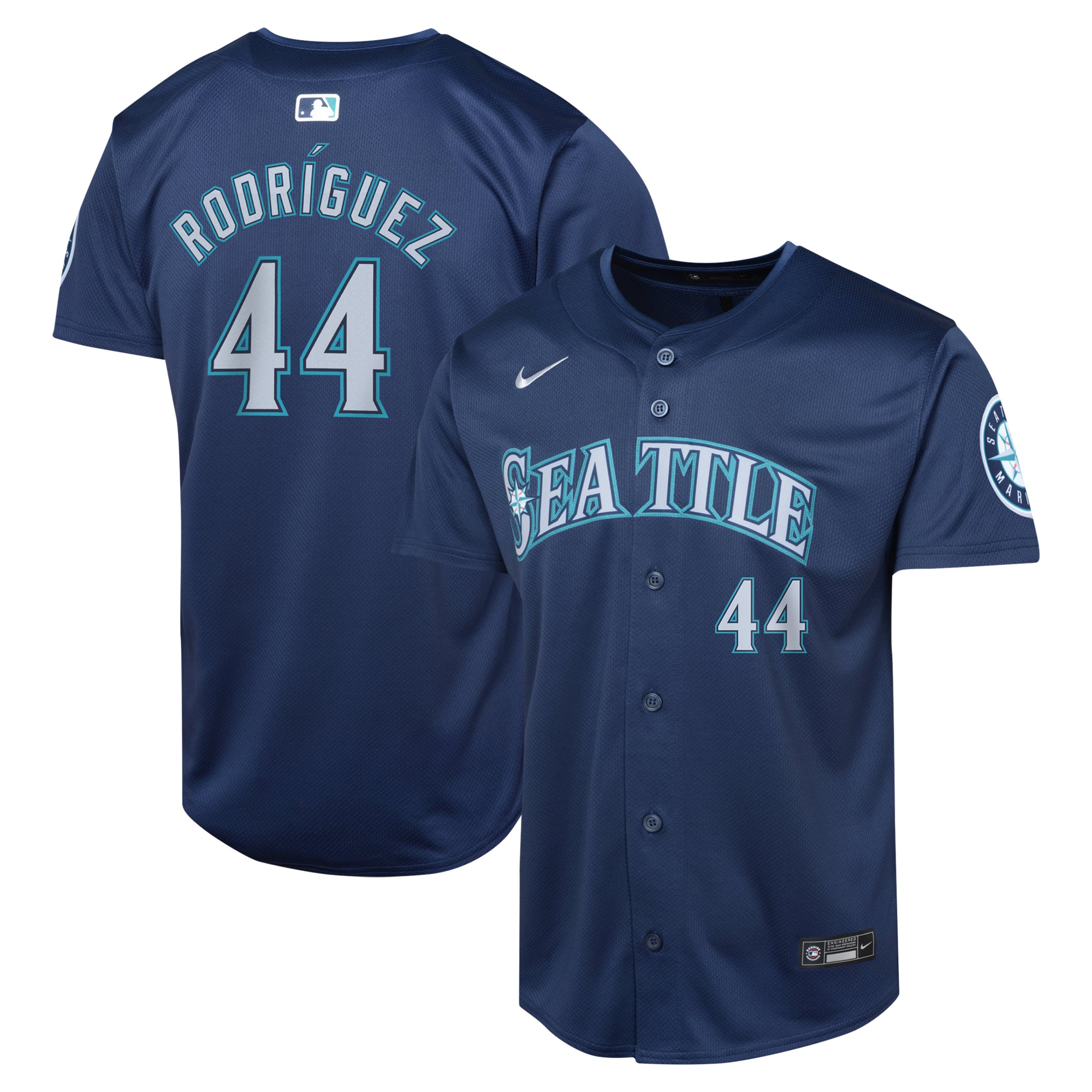 Youth Seattle Mariners Julio Rodríguez Navy Road Limited Player Jersey 