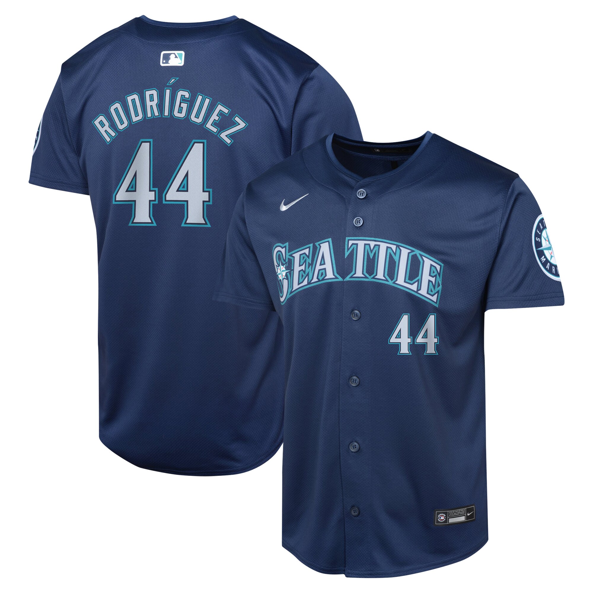Youth Seattle Mariners Julio Rodríguez Navy Road Limited Player Jersey 