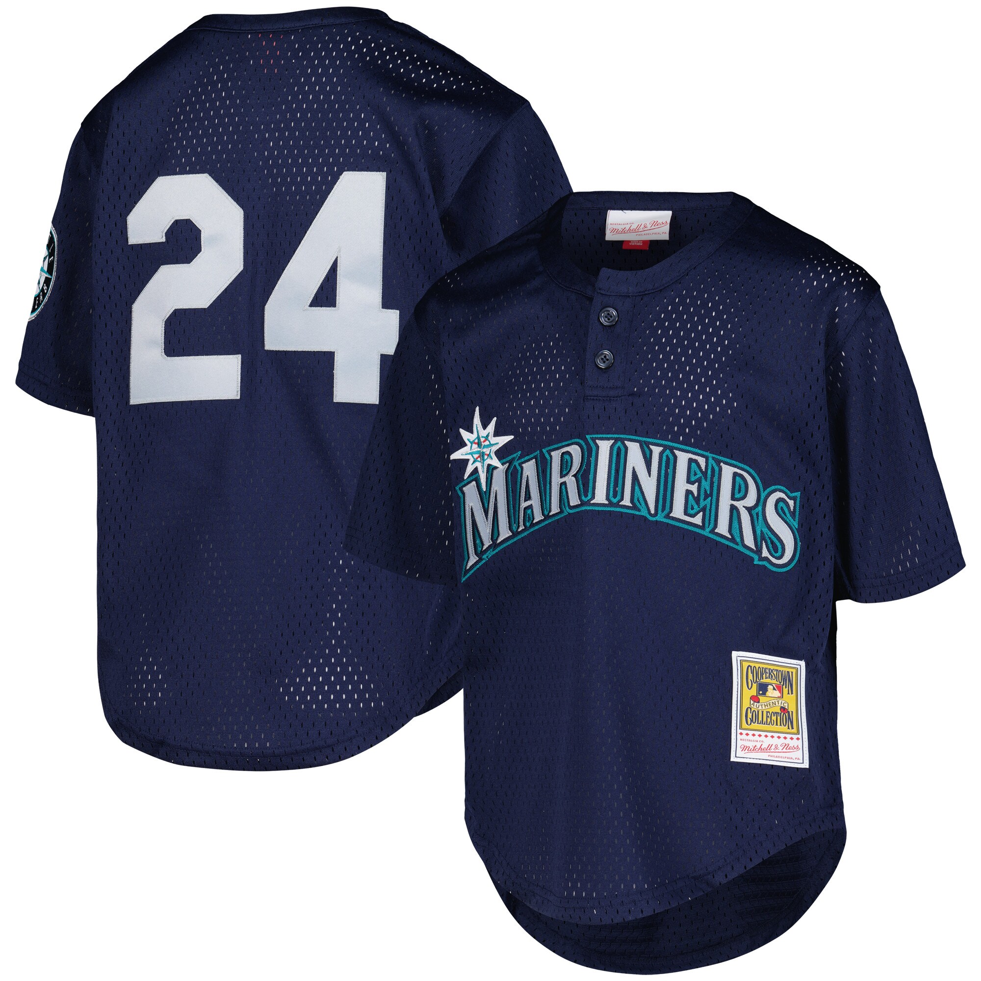 Youth Seattle Mariners Ken Griffey Jr. Mitchell & Ness Navy Cooperstown Collection Mesh Batting Practice Jersey 