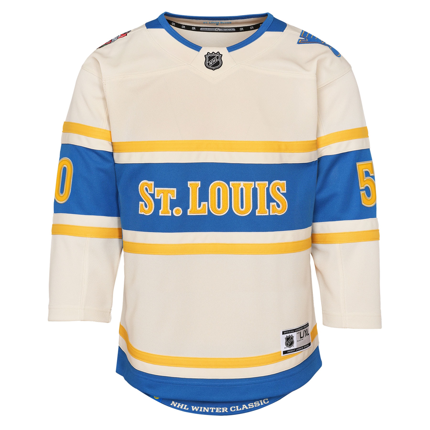 Alternative view of Youth St. Louis Blues Jordan Binnington Cream 2025 NHL Winter Classic Premier Player Jersey - JS671 