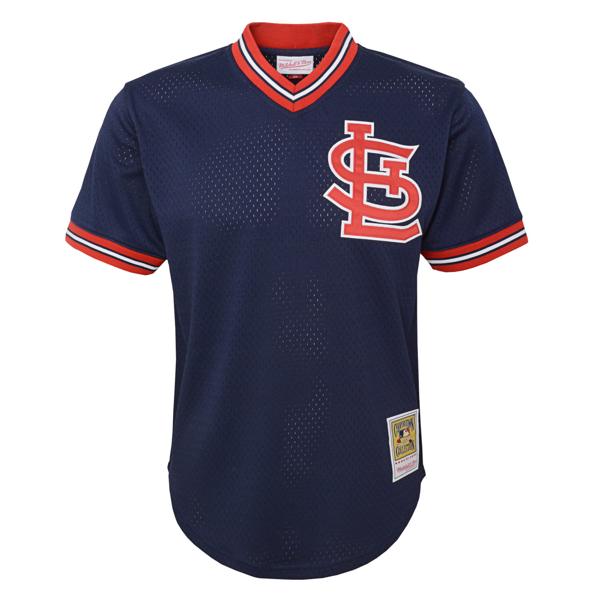 Alternative view of Youth St. Louis Cardinals Ozzie Smith Mitchell & Ness Navy Cooperstown Collection Mesh Batting Practice Jersey 