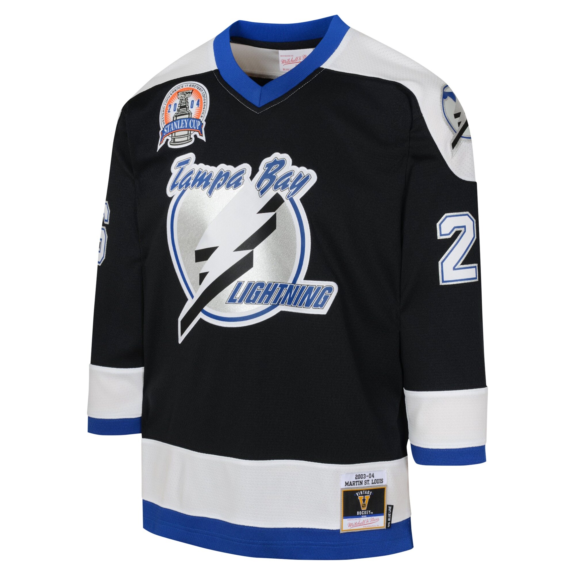 Alternative view of Youth Tampa Bay Lightning Martin St. Louis Mitchell & Ness Black 2003 Blue Line Player Jersey - JS979 