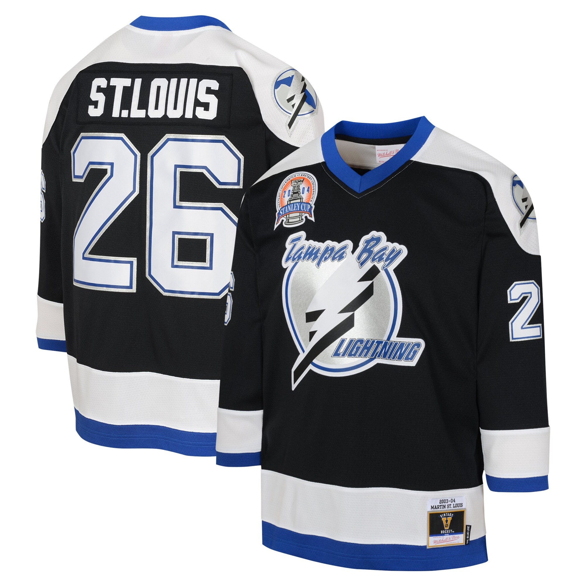 Youth Tampa Bay Lightning Martin St. Louis Mitchell & Ness Black 2003 Blue Line Player Jersey - JS979 