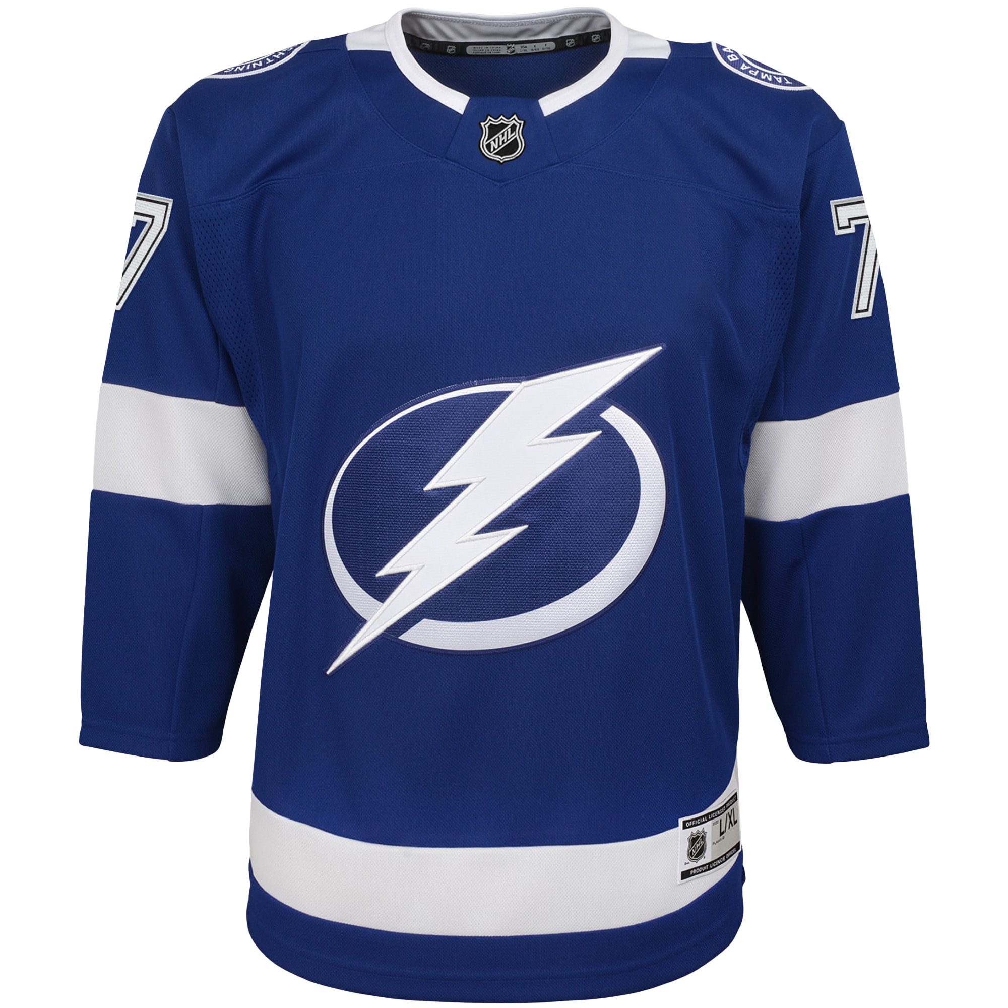 Alternative view of Youth Tampa Bay Lightning Victor Hedman Blue Home Premier Player Jersey - JS643 