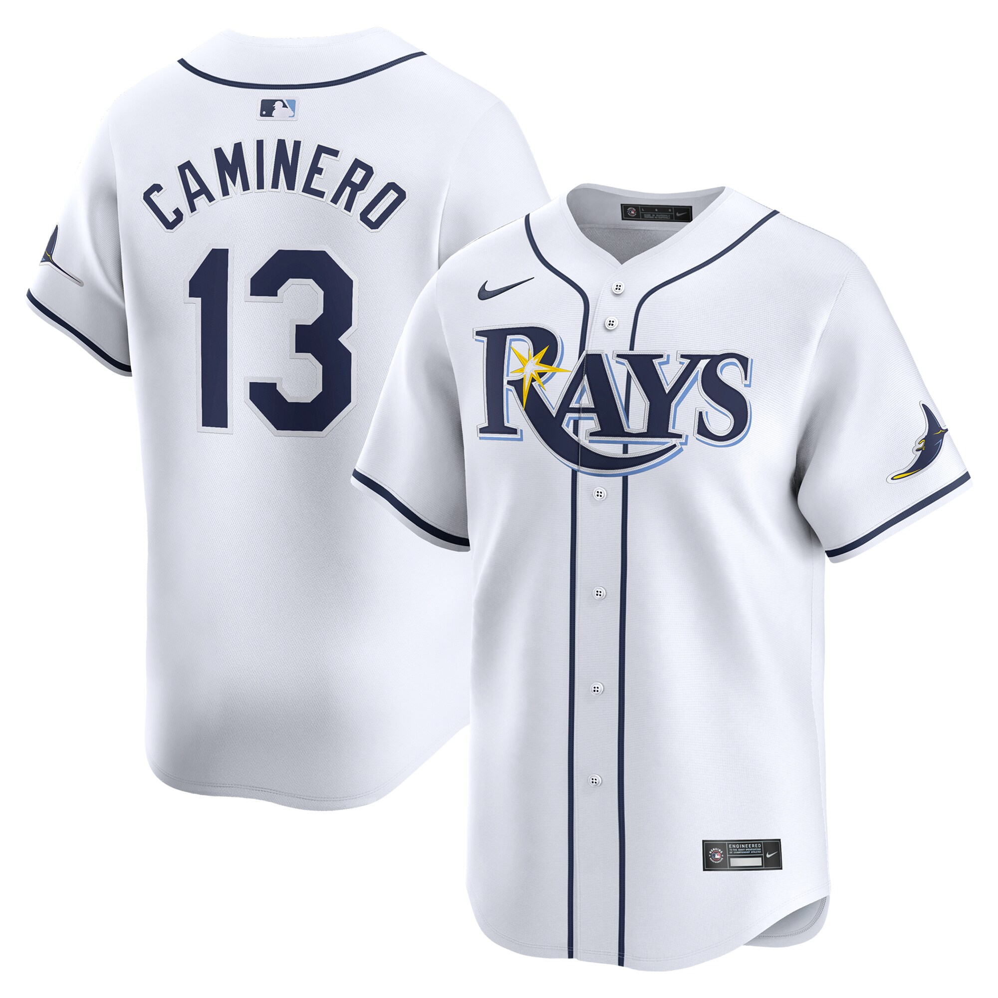Youth Tampa Bay Rays Junior Caminero White Home Limited Player Jersey - JS341 