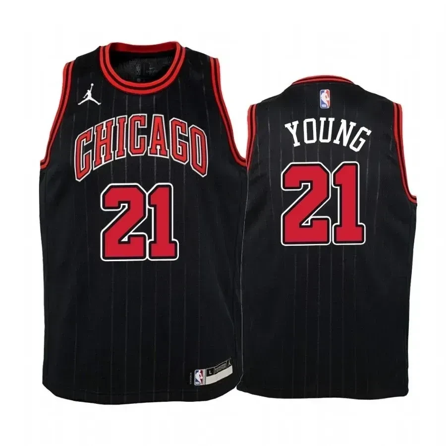 Youth Thaddeus Young Chicago Bulls Black Statet Jersey Jumpman - JS393 