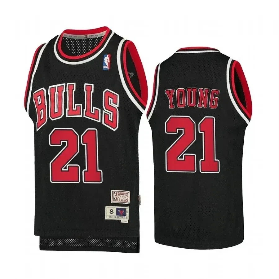 Youth Thaddeus Young Chicago Bulls Hardwood Classics Jersey - Black - JS969 