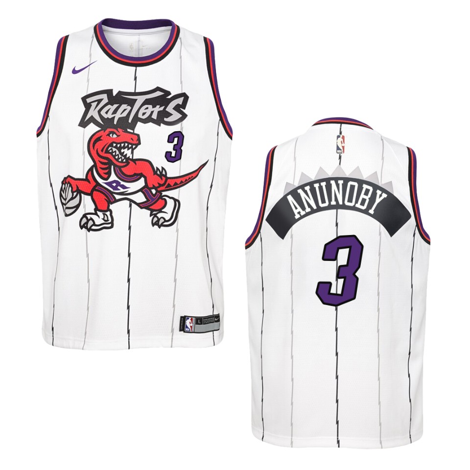 Youth Toronto Raptors #3 Og Anunoby Hardwood Classics Swingman Jersey - White