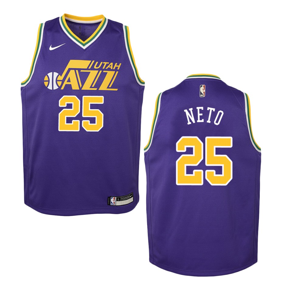 Youth Utah Jazz #25 Raul Neto Hardwood Classics Swingman Jersey - Purple
