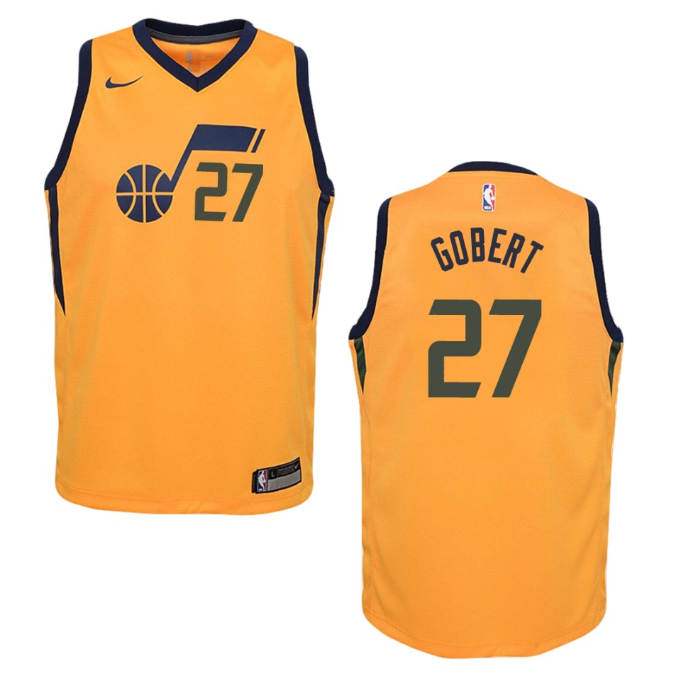 Youth Utah Jazz #27 Rudy Gobert Statement Swingman Jersey - Gold