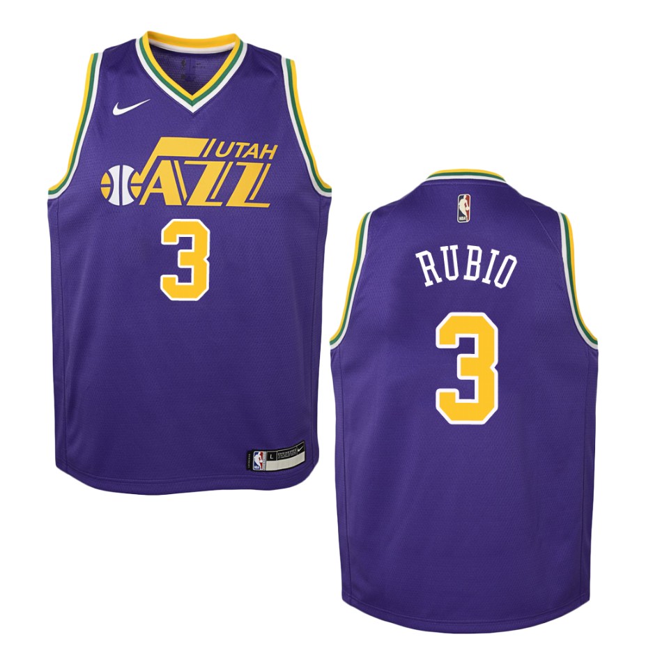 Youth Utah Jazz #3 Ricky Rubio Hardwood Classics Swingman Jersey - Purple
