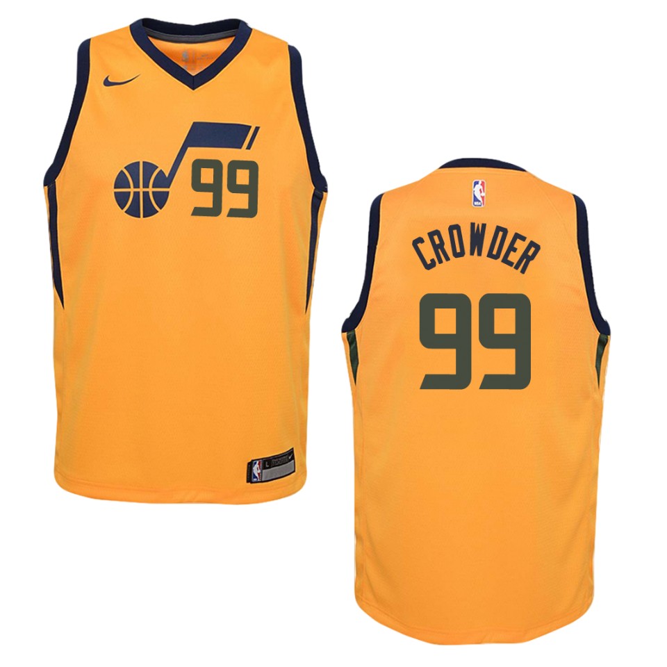 Youth Utah Jazz #99 Jae Crowder Statement Swingman Jersey - Gold