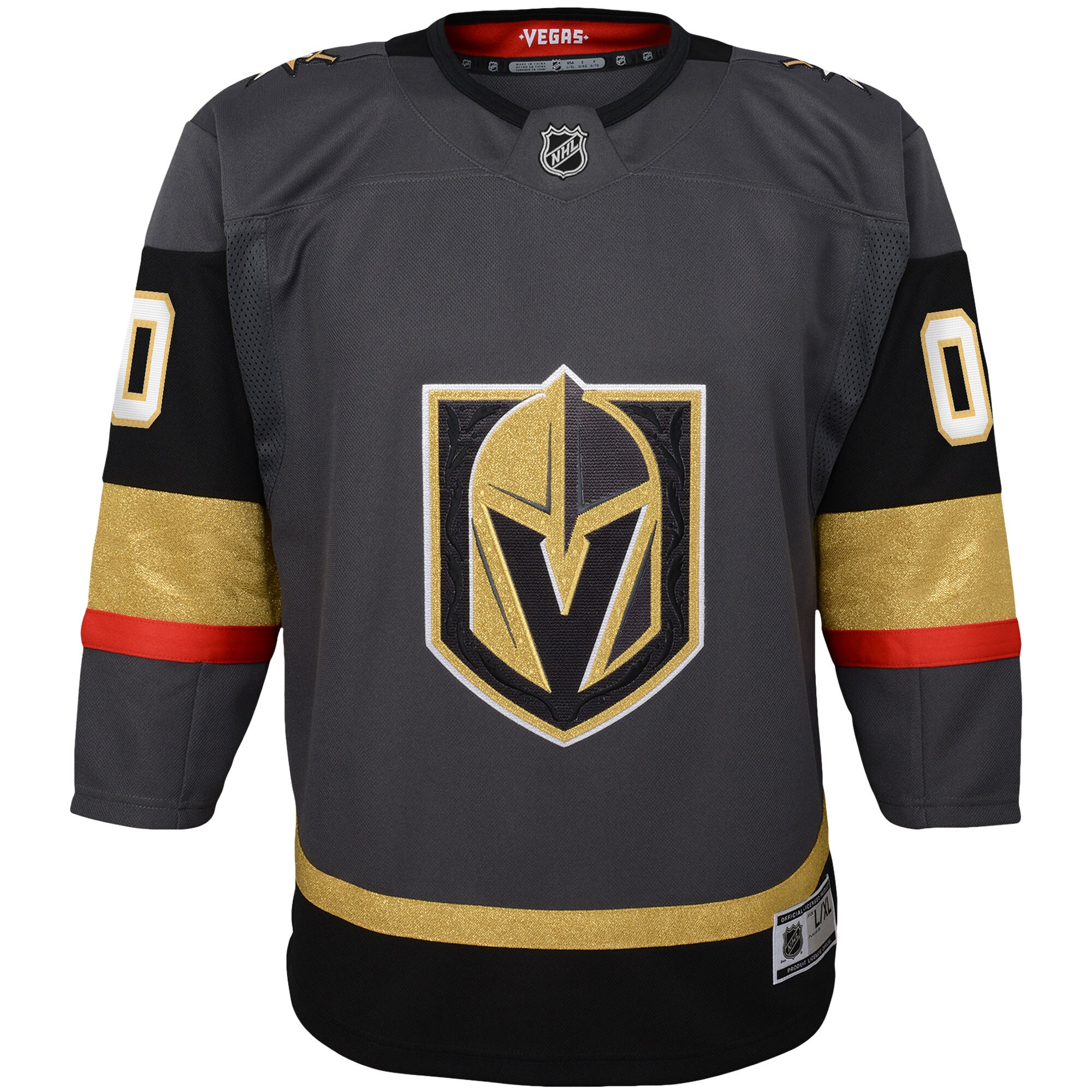Alternative view of Youth Vegas Golden Knights Gray Alternate Premier Custom Jersey - JS175 