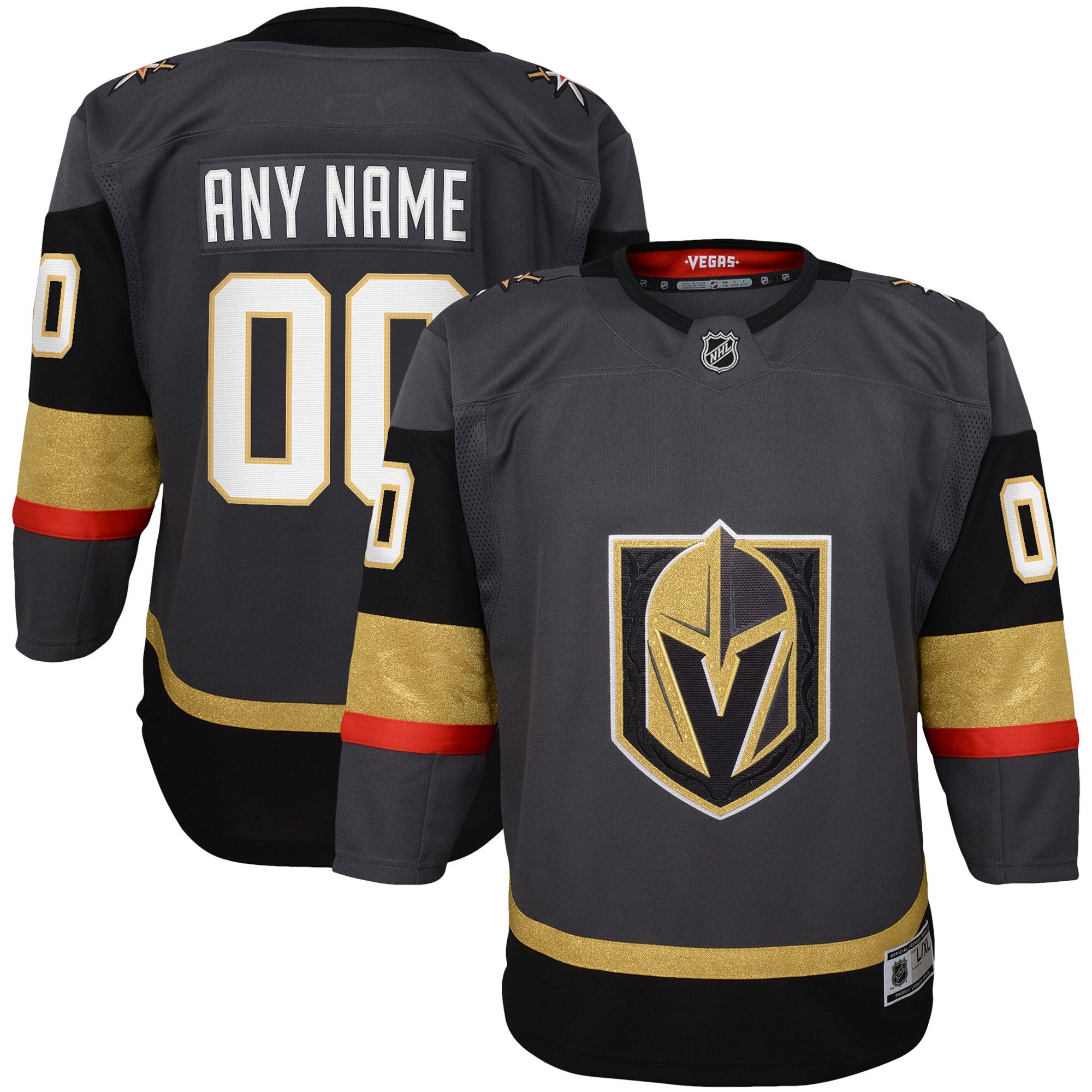 Youth Vegas Golden Knights Gray Alternate Premier Custom Jersey - JS175 