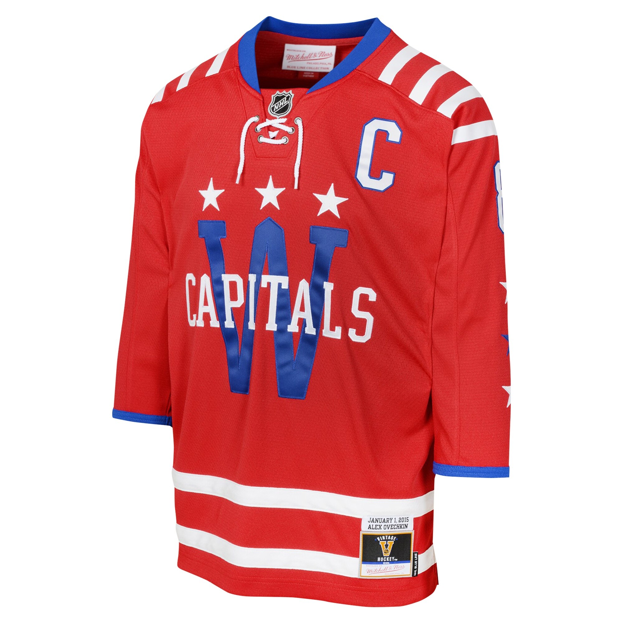 Alternative view of Youth Washington Capitals Alexander Ovechkin Mitchell & Ness Red 2015 Blue Line Player Jersey - JS433 