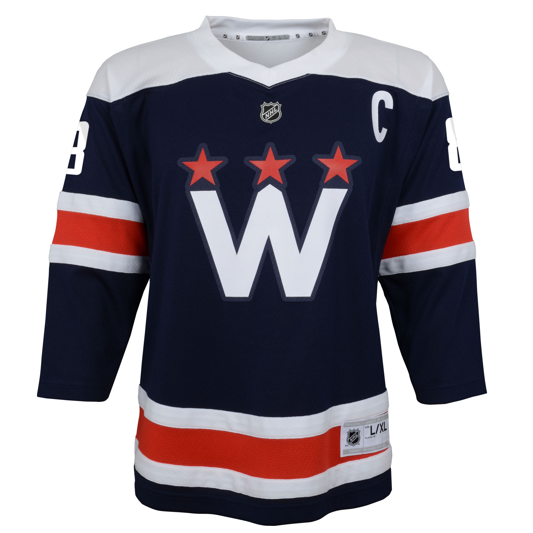 Alternative view of Youth Washington Capitals Alexander Ovechkin Navy 2020/21 Alternate Player Jersey - JS417 