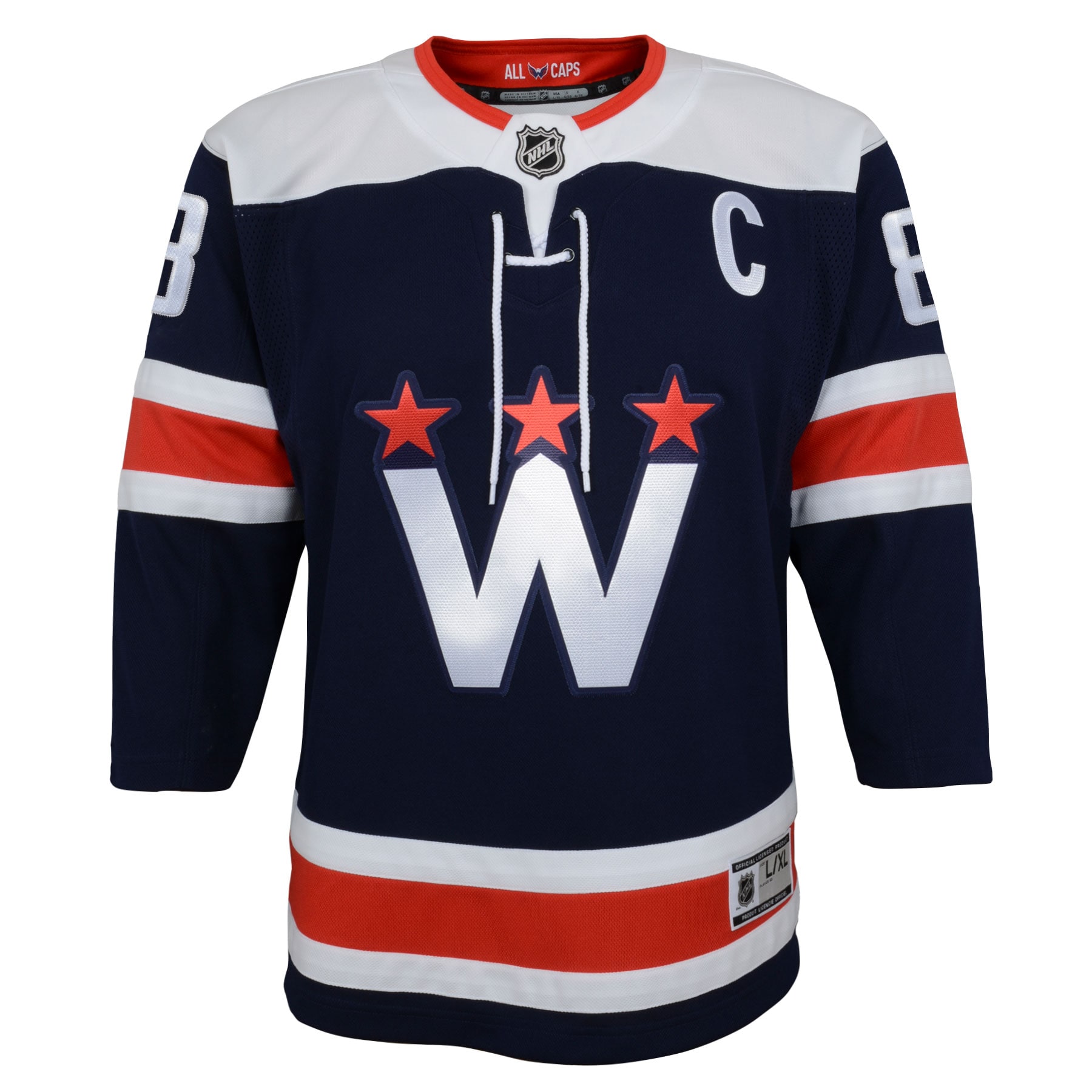 Alternative view of Youth Washington Capitals Alexander Ovechkin Navy 2020/21 Alternate Premier Player Jersey - JS719 