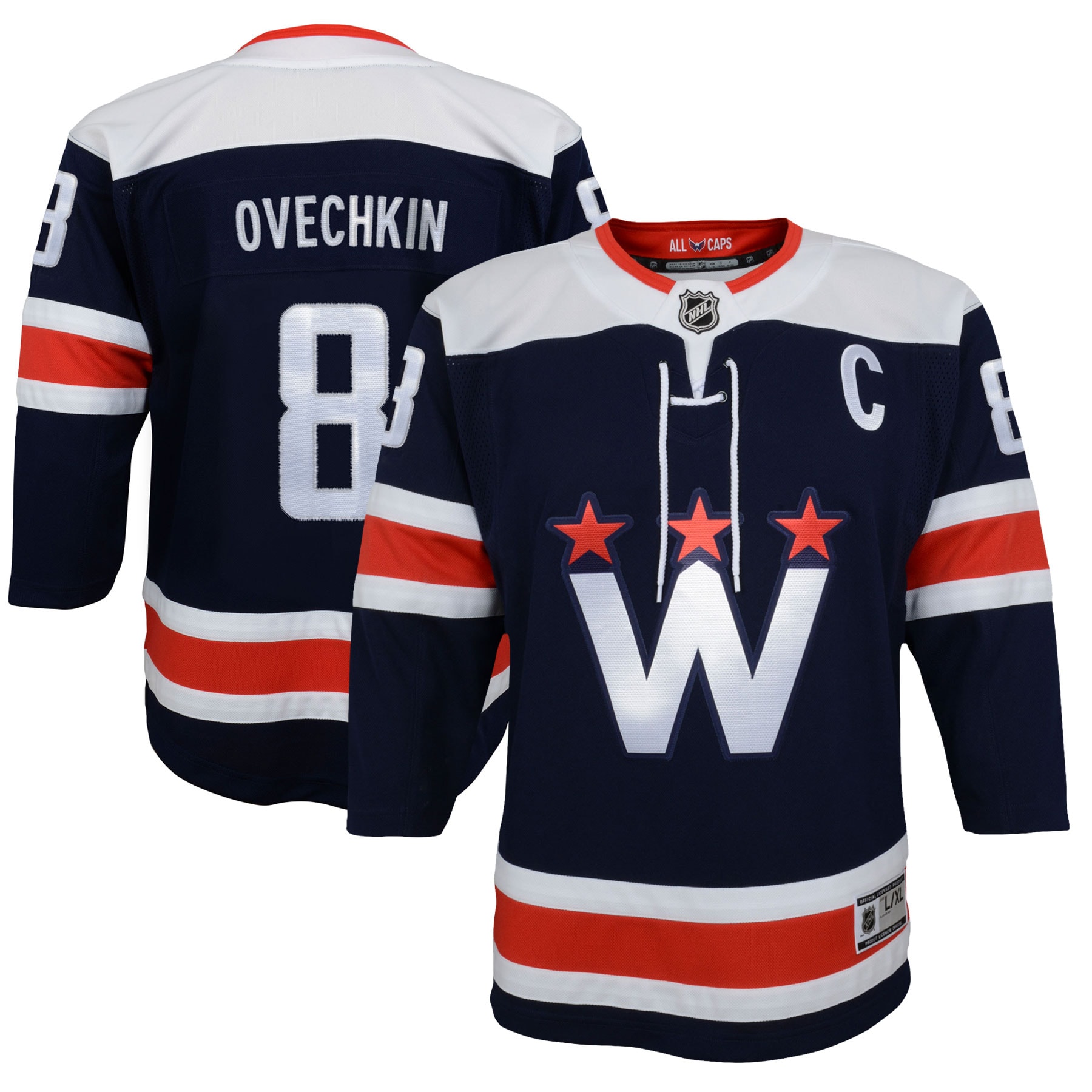 Youth Washington Capitals Alexander Ovechkin Navy 2020/21 Alternate Premier Player Jersey - JS719 