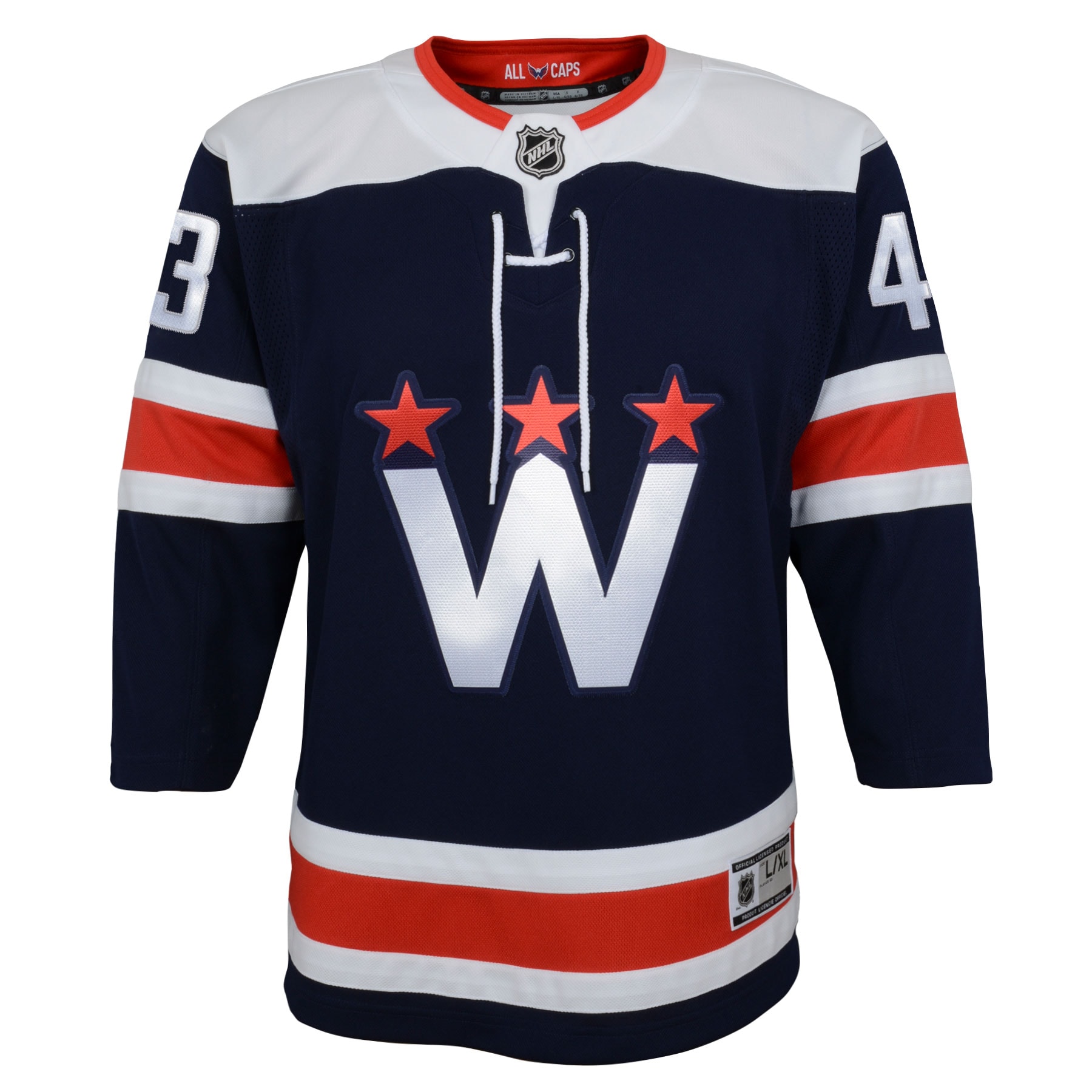 Alternative view of Youth Washington Capitals Tom Wilson Navy 2020/21 Alternate Premier Player Jersey - JS581 