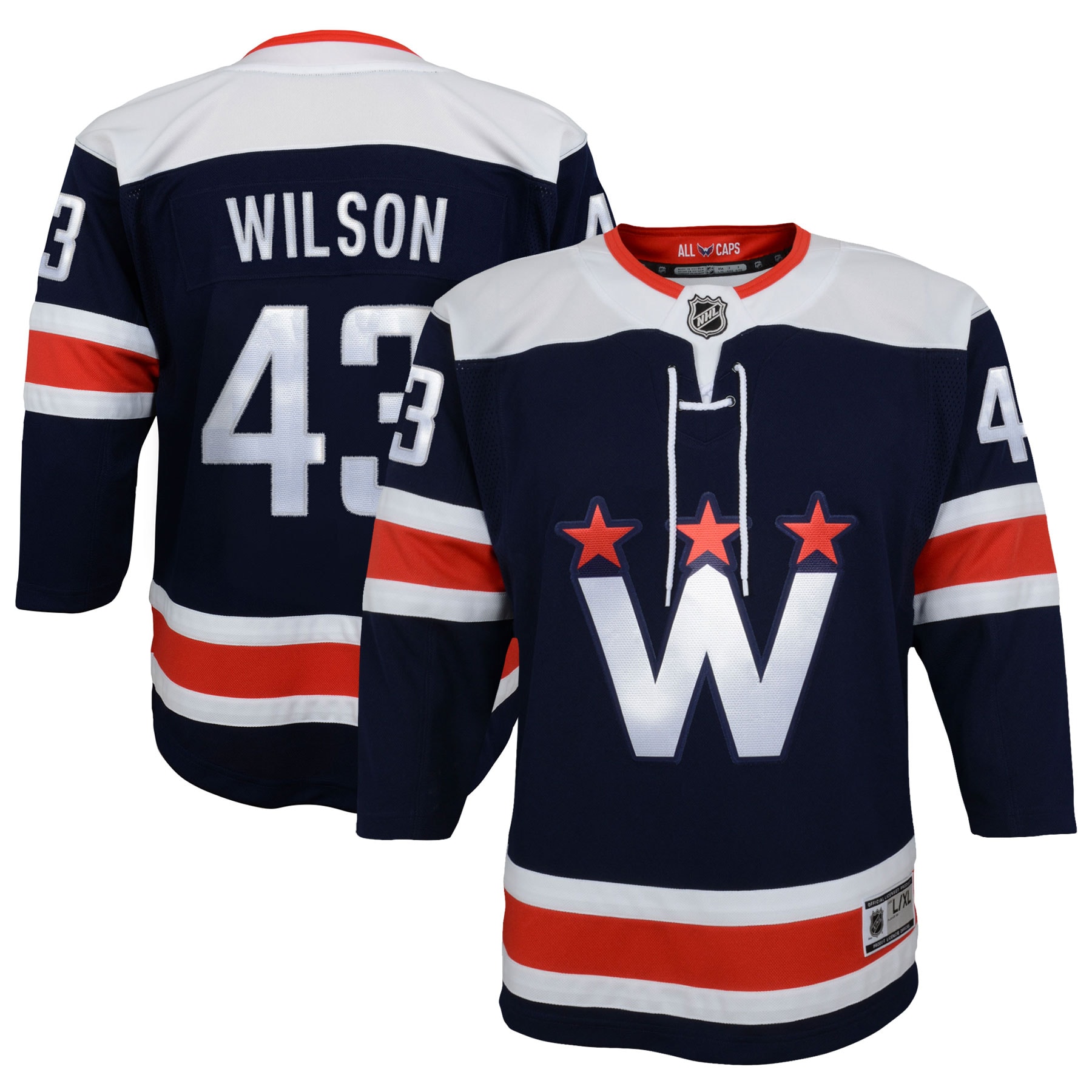 Youth Washington Capitals Tom Wilson Navy 2020/21 Alternate Premier Player Jersey - JS581 