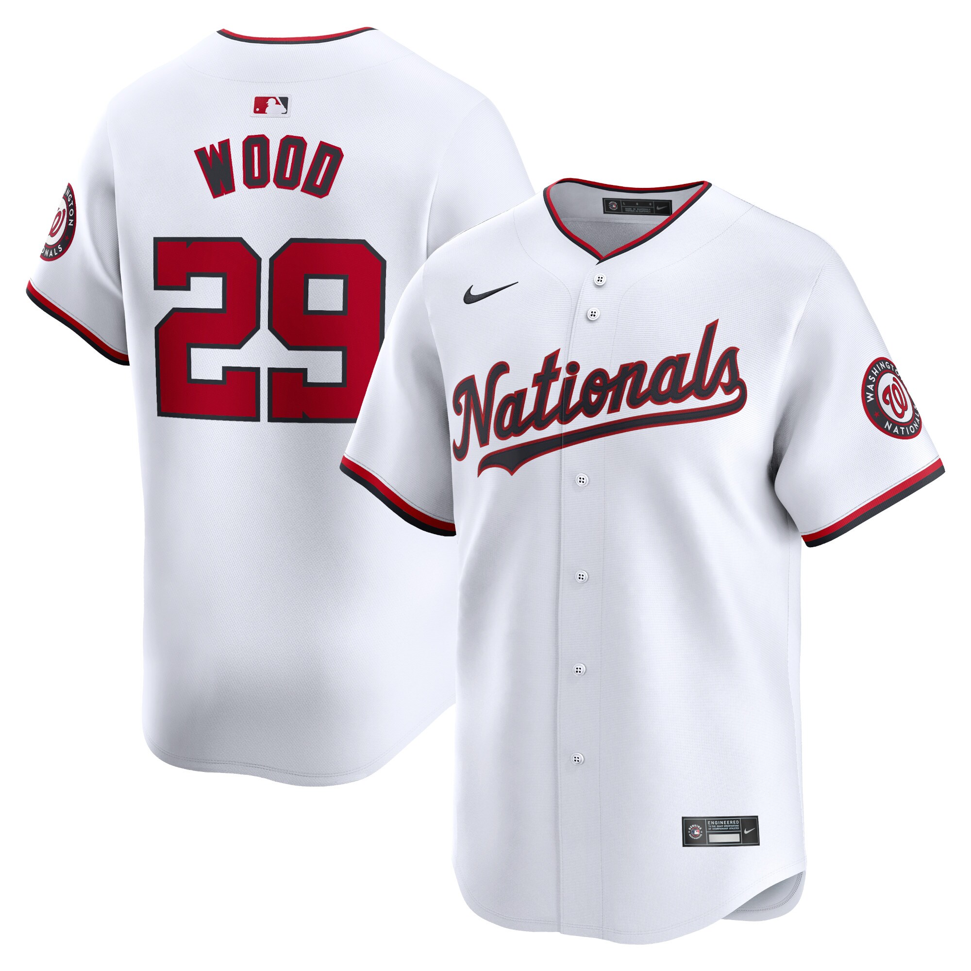 Youth Washington Nationals James Wood White Home Limited Player Jersey - JS766 