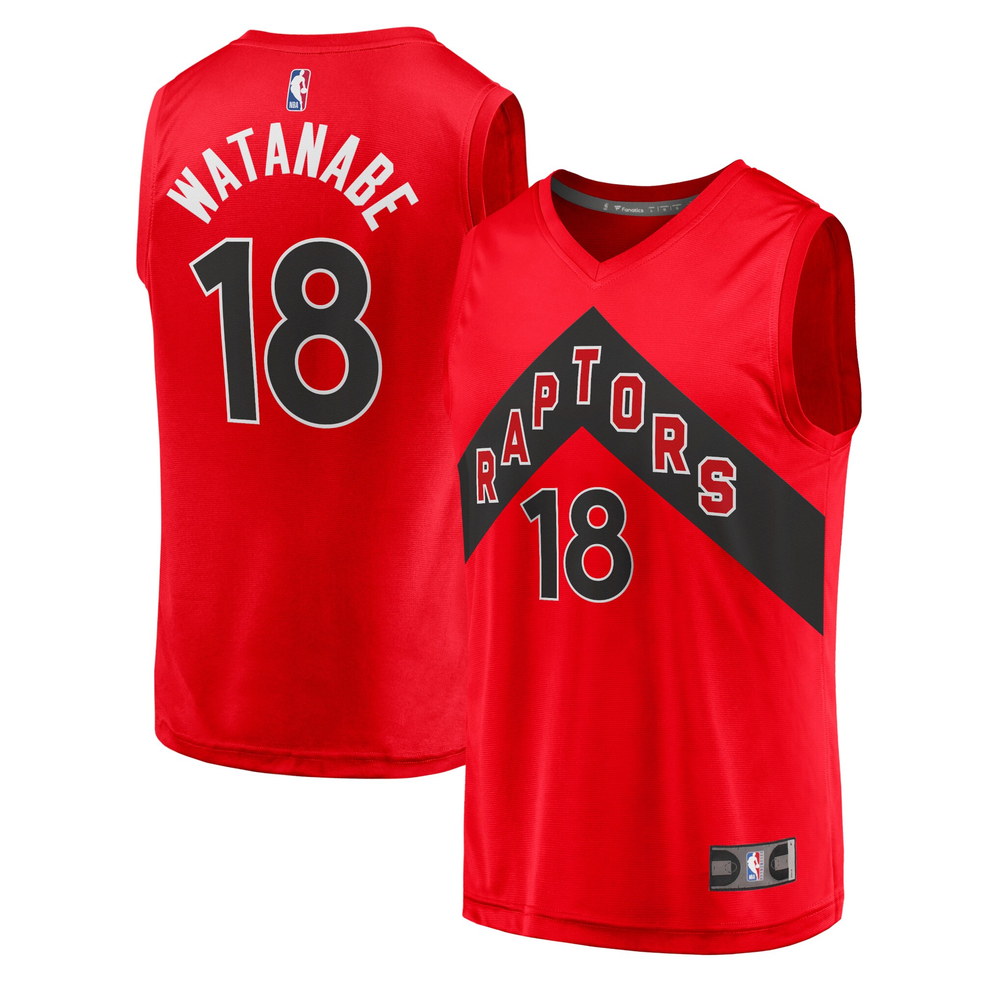 Alternative view of Yuta Watanabe Toronto Raptors Fanatics Branded Youth 2021/22 Fast Break Replica Jersey - Icon Edition - Red