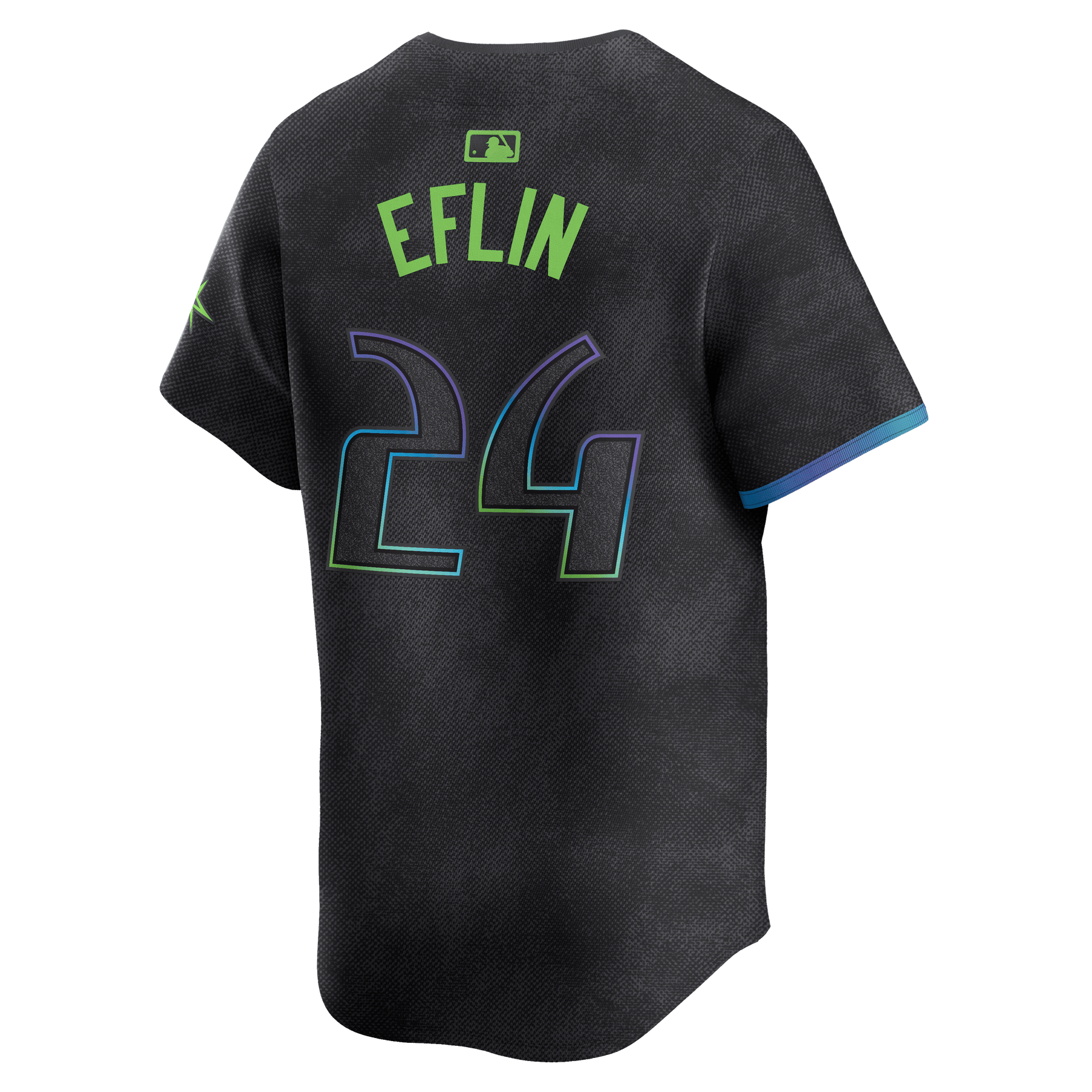 Alternative view of Zach Eflin 24 Tampa Bay Rays 2024 City Connect Limited Men Jersey - Charcoal - JS442 