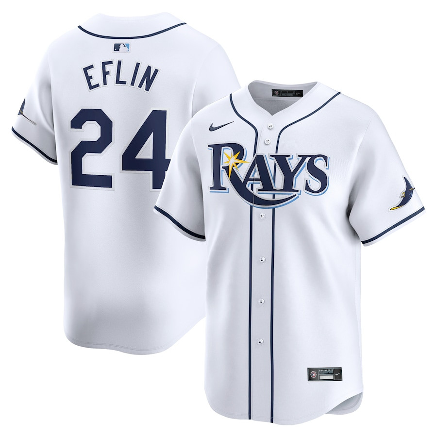 Zach Eflin 24 Tampa Bay Rays Home Limited Player Men Jersey - White - JS874 