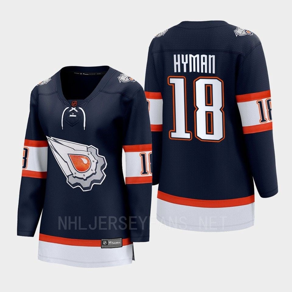 Zach Hyman 18 Edmonton Oilers 2022 Special Edition 2.0 Women Breakaway Player Retro Jersey Navy - JS424 